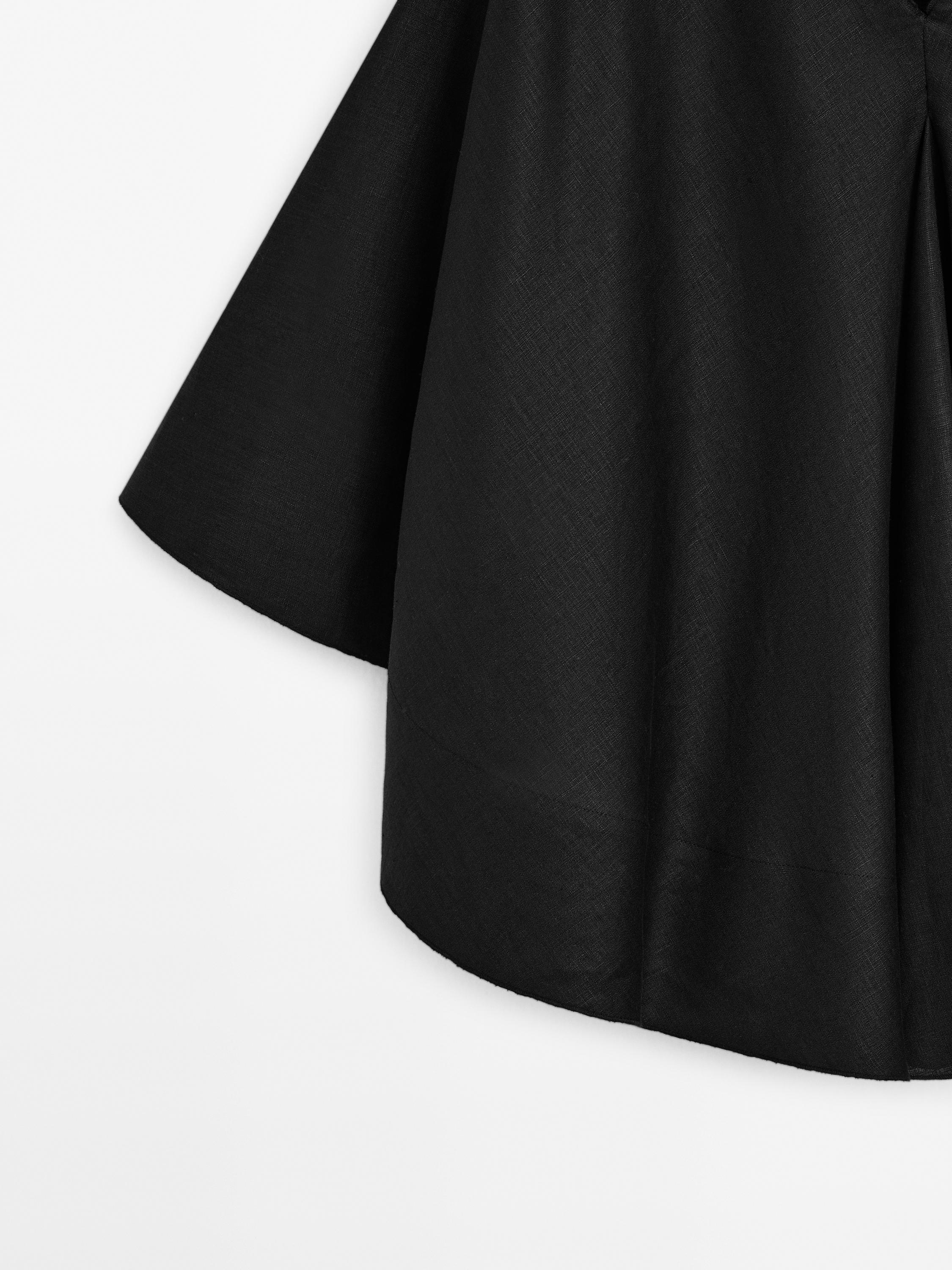 100% linen flowing cape-style oversize blouse - STUDIO